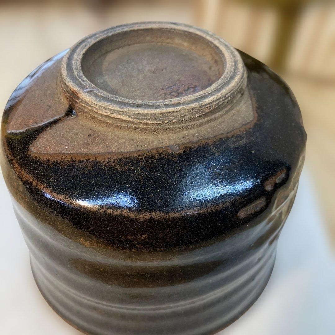 茶道具　茶碗　黒茶碗半筒　金継有り　夜寒窯造　共箱　N212CW