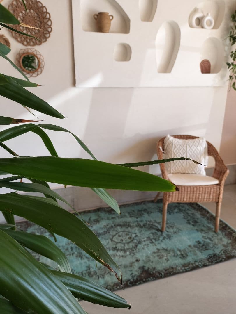 【最終価格】エメラルドグリーンオーバーダイ　ヴィンテージトルコラグ　No.581