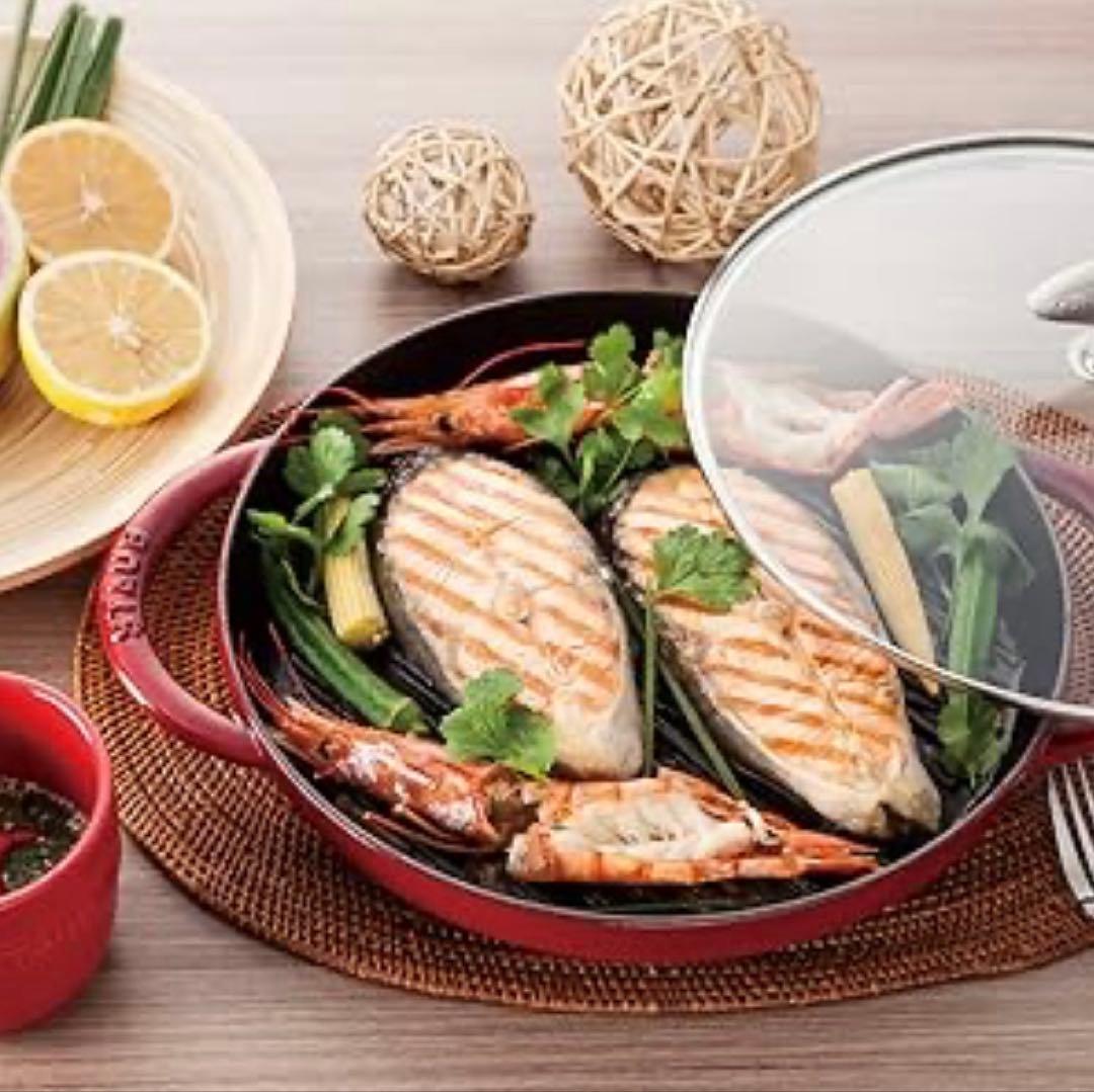 【美品】ストウブ staub ピュアグリル ラウンド 26cm チェリー