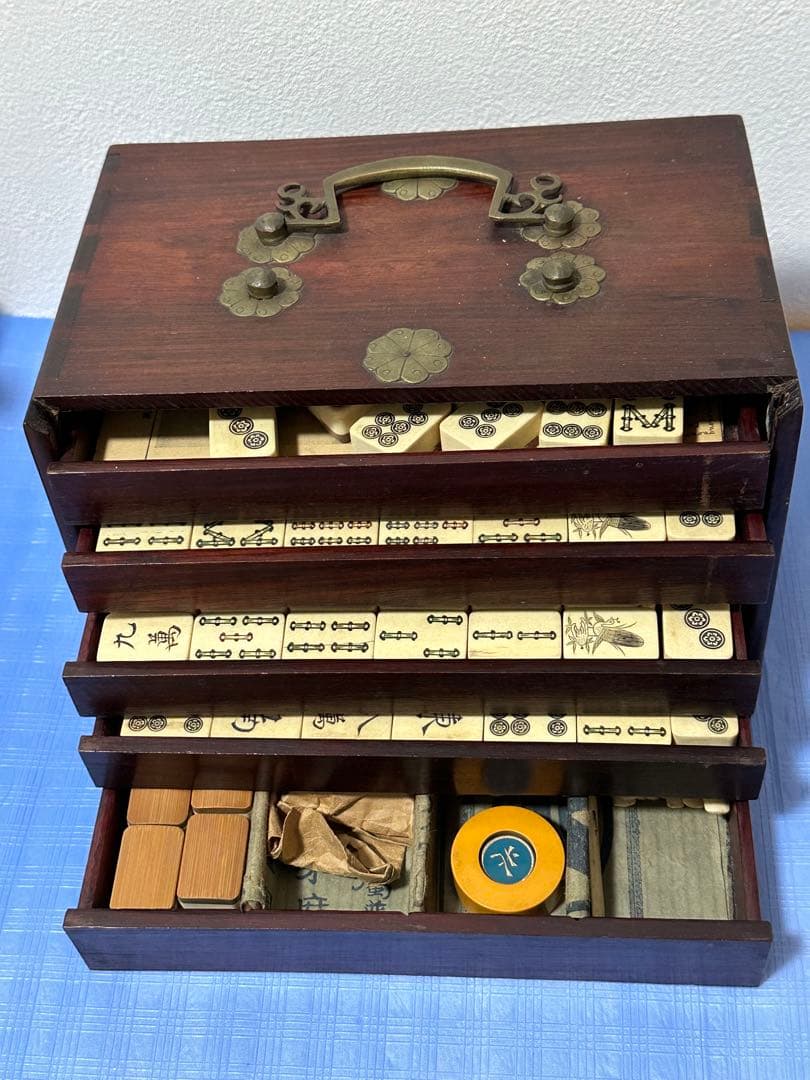 時代 骨製背竹牌 麻雀牌 欠牌無し 花牌 季節牌 草木牌 旧式点棒 古点棒 唐物