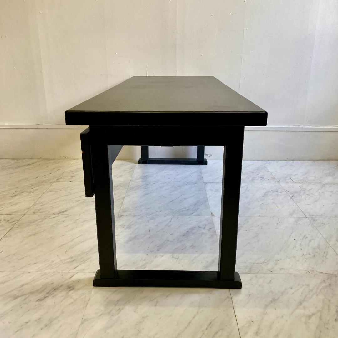 千翔 龍門堂 長テーブル 黒の木製テーブル2台セット 折りたたみ 和室