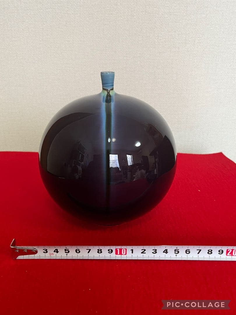 【希少】三代 人間国宝 徳田八十吉 (正彦銘)深厚耀彩 線文 壺 T302