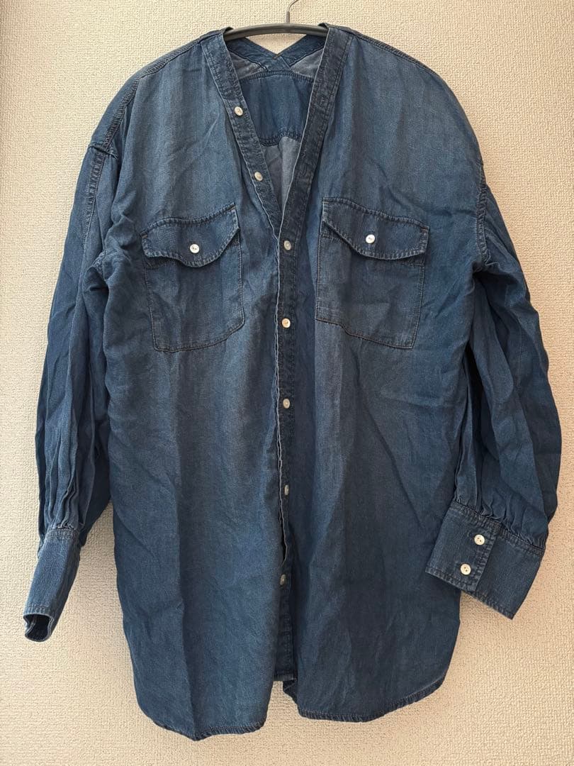 DOUDOU ドゥドゥ デニムVVシャツ Vネックシャツ デニムシャツ