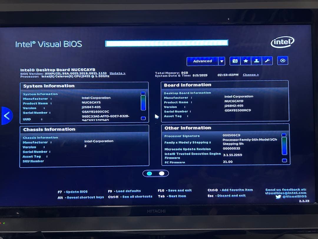 Windows11ミニPC Intel NUC NUC6CAYB ミニキーボード