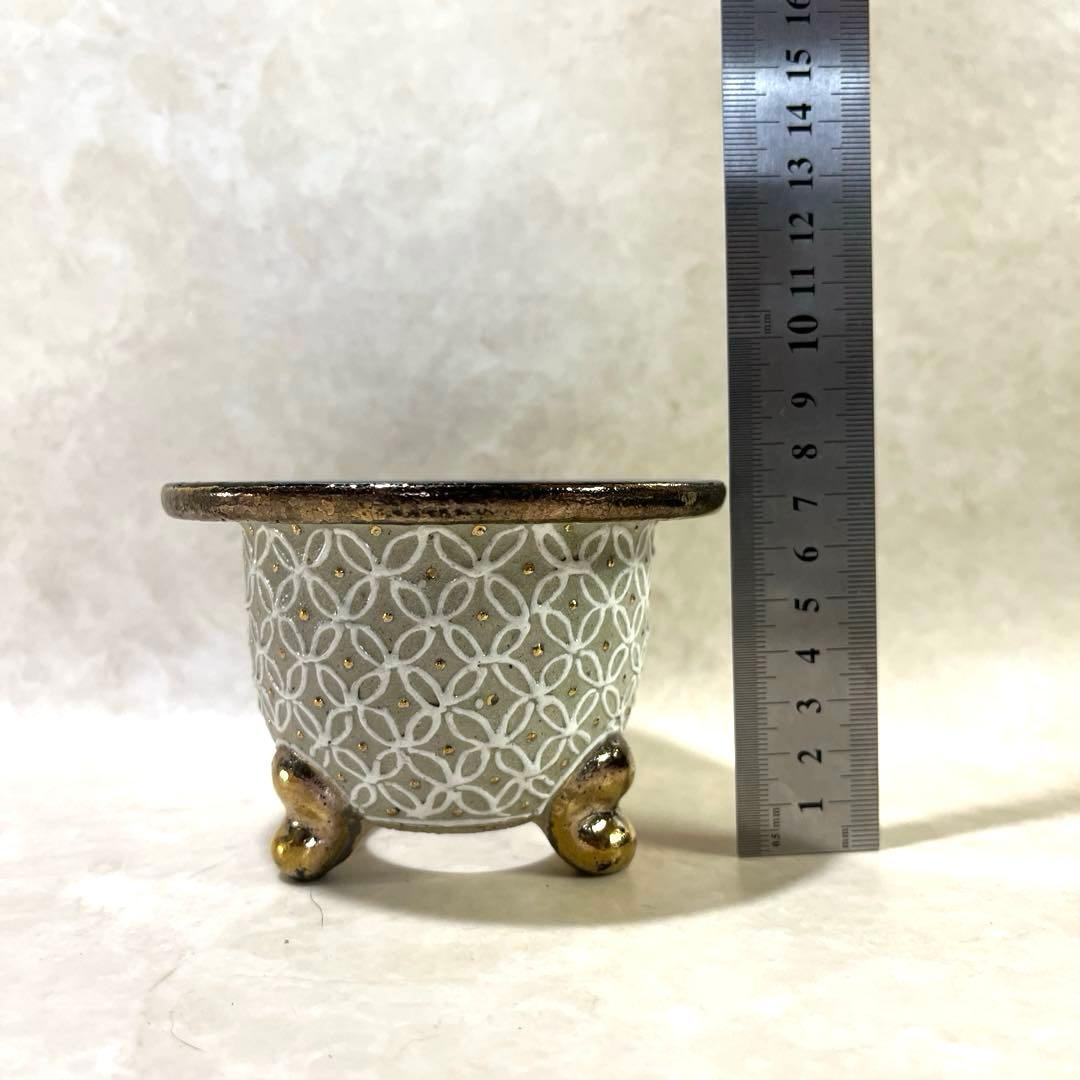 【京楽焼】金彩蘭鉢　盆栽鉢　植木鉢　おもと鉢　多肉サボテンにも