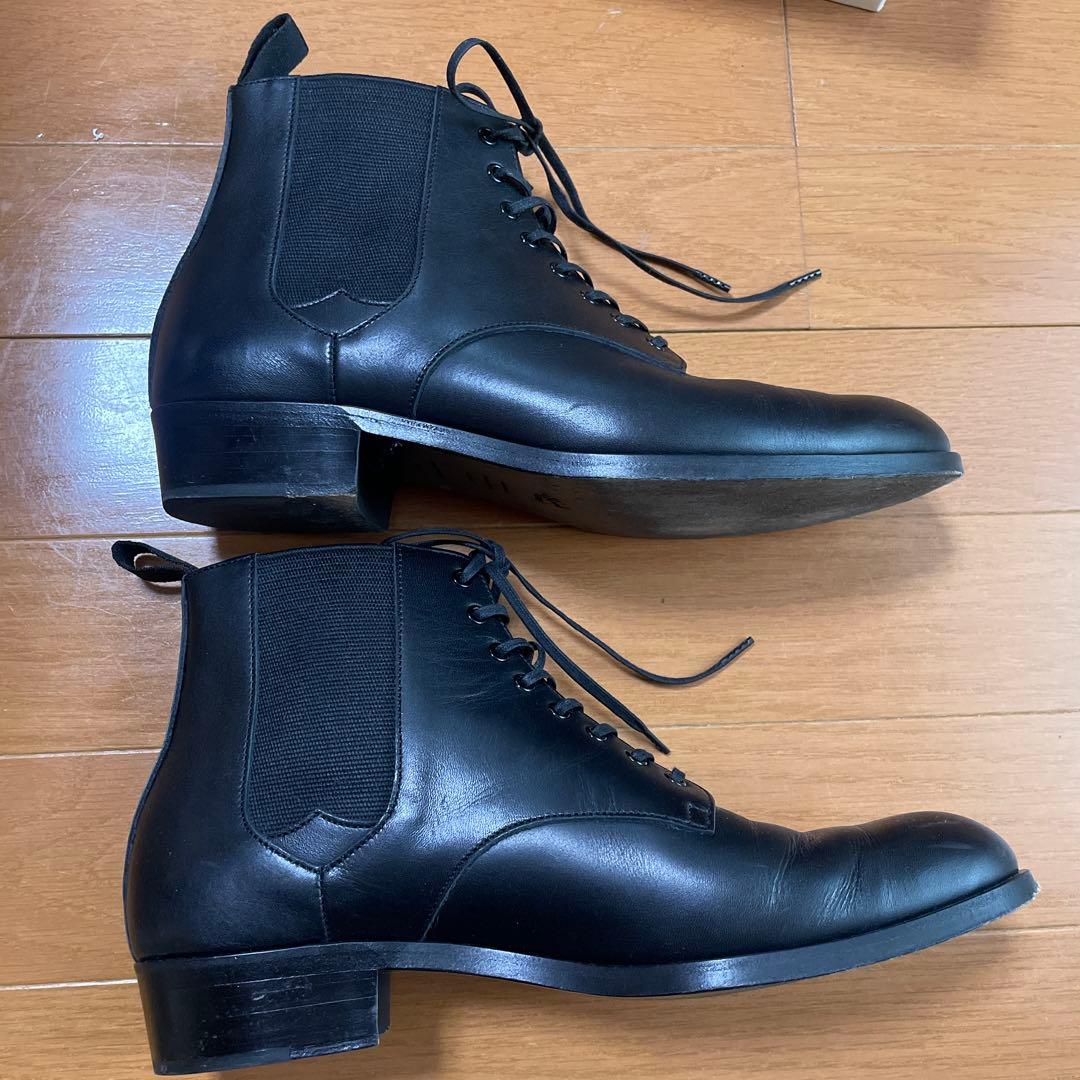 ビューティフルシューズ　レースアップサイドゴアBlack24.5㎝