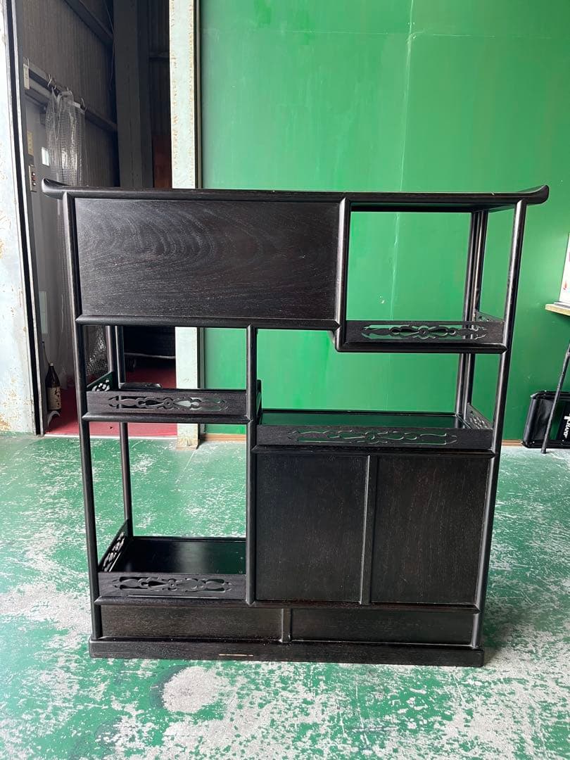 dmz6447＊違い棚 飾り棚 茶箪笥 インテリア 昭和レトロ 難あり