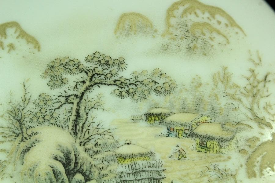 中国美術 墨絵 落 白磁香合 時代物(K-A723)