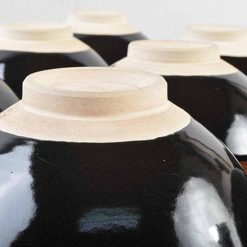 茶道具　京焼　平安景雲造　黒仁清七宝文　数茶碗　十客　共箱　M　R9315B