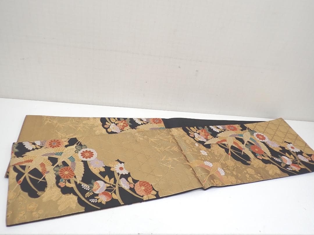 秀品 やまと謹製 正絹 振袖 袋帯 帯地 帯揚げ 全4点セット 身丈156cm