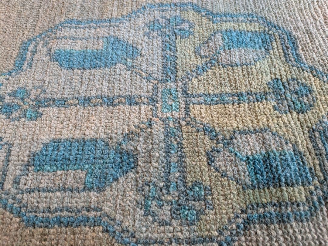 43×107 ヴィンテージトルコブルーメダリオン　トルコラグ　ミニサイズ