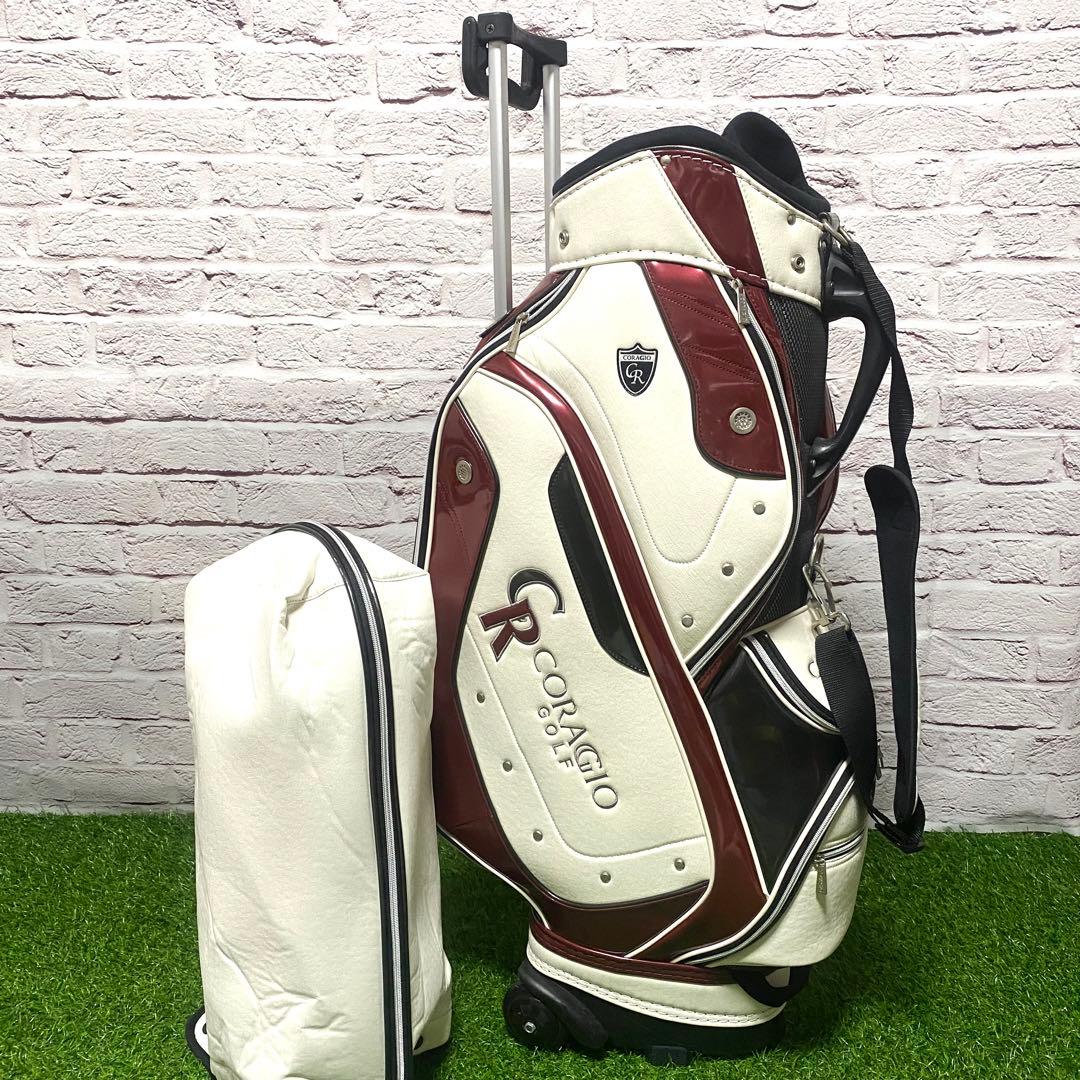 コラッジオ CORAGIO キャディバッグ 白 ホワイト レッド ゴルフバック