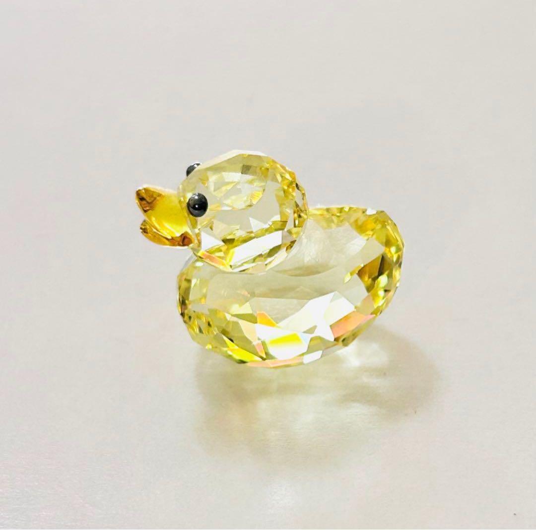 878【レアカラー黄色】金運UP⁈ハッピーダック／SWAROVSKIフィギュリン