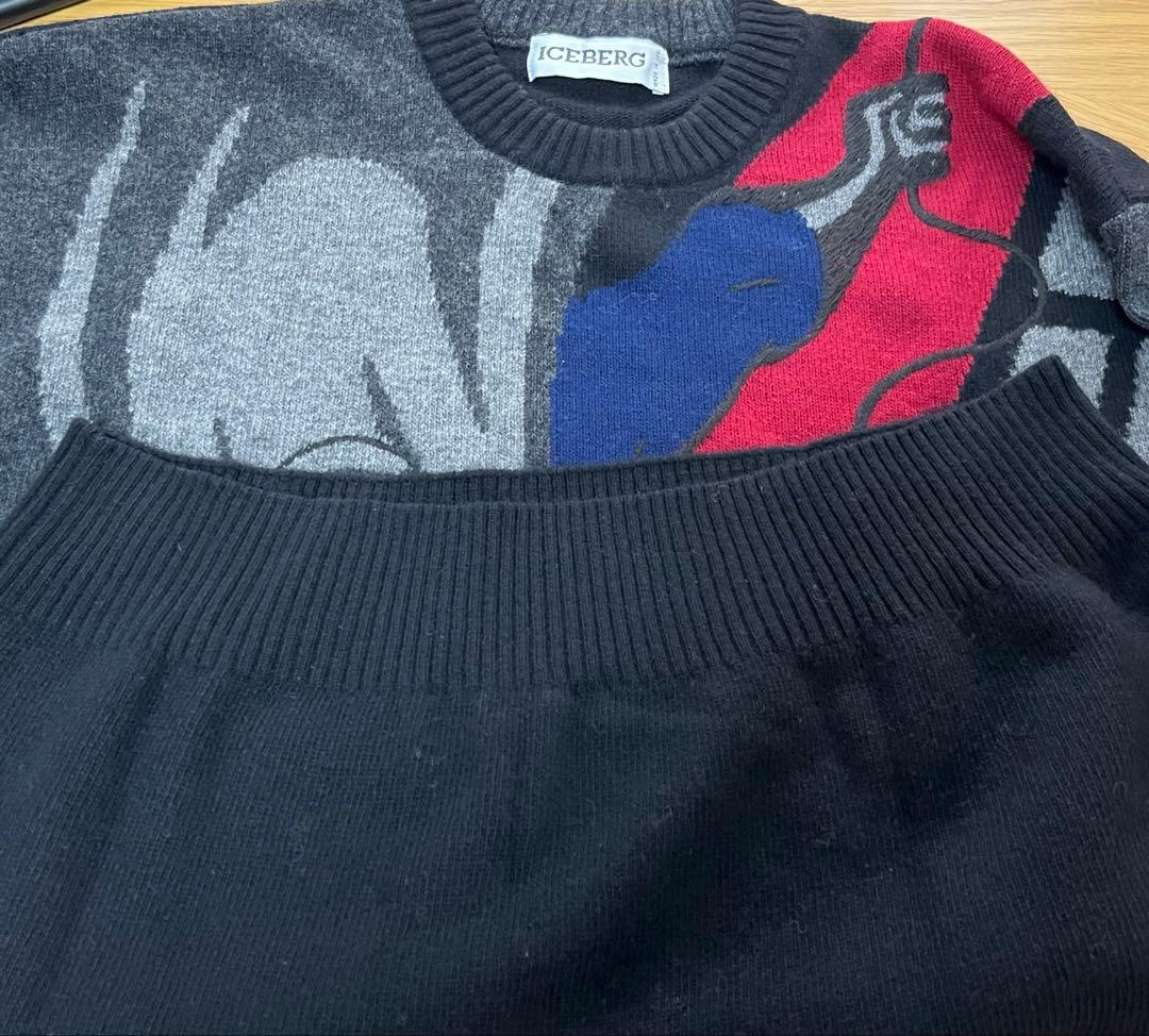 超希少 ICEBERG バットマン セーター イタリア製 黒 サイズ表記S