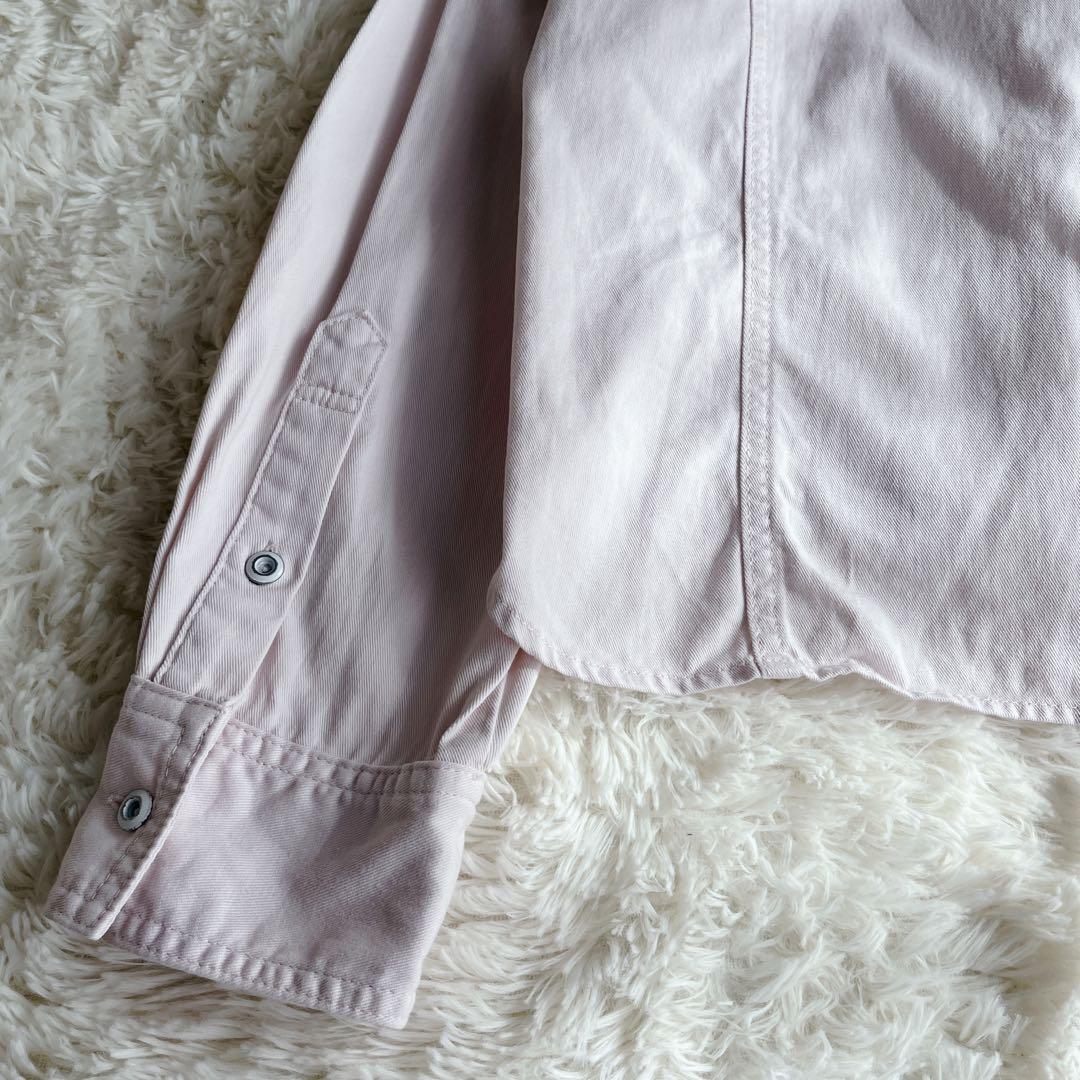 美品　JUSGLITTYクロップドデニムシャツ ジャスグリッティ ピンク
