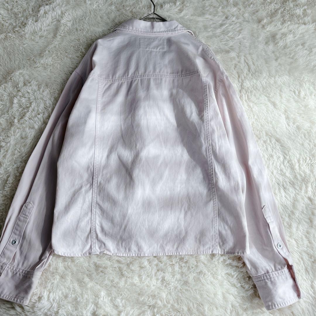 美品　JUSGLITTYクロップドデニムシャツ ジャスグリッティ ピンク