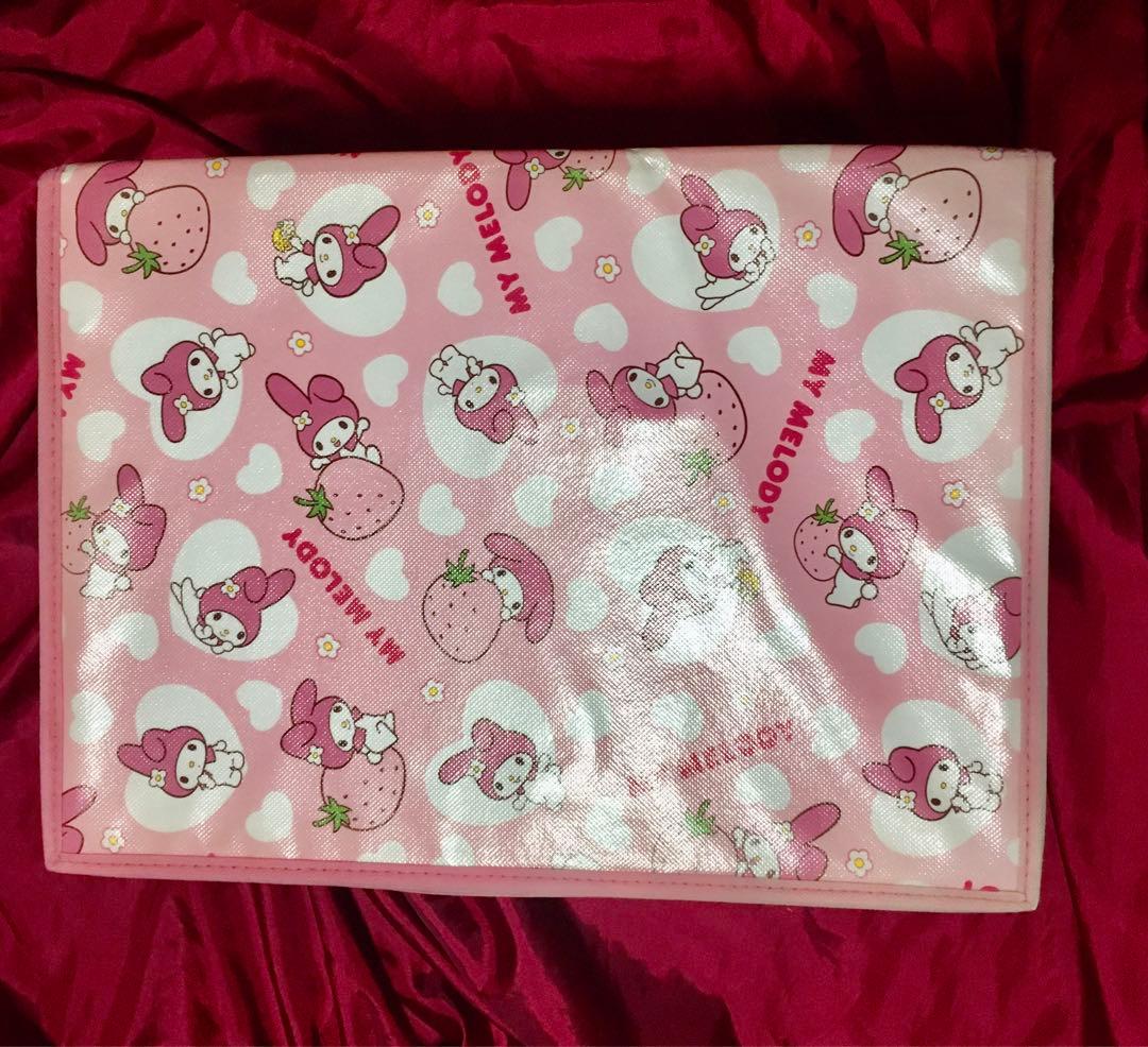 いちご柄マイメロディー大きめ収納ボックス折りたたみ可能スツール苺柄レア希少ピンク