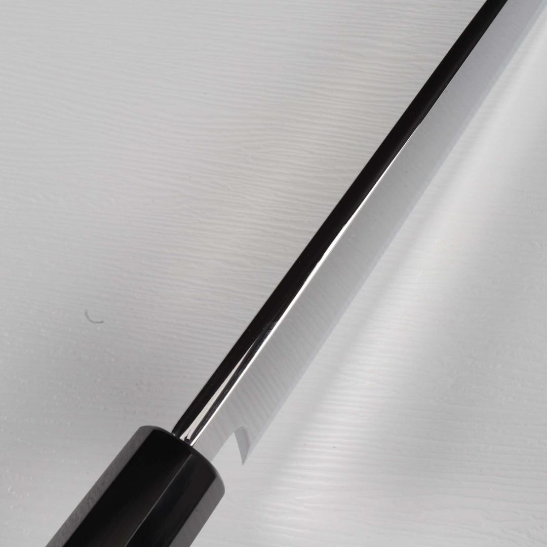 7794鱧切り 骨切り包丁 尺寸 ウルトラ鏡面仕上げ刺身包丁 黒檀黒水牛角八角柄