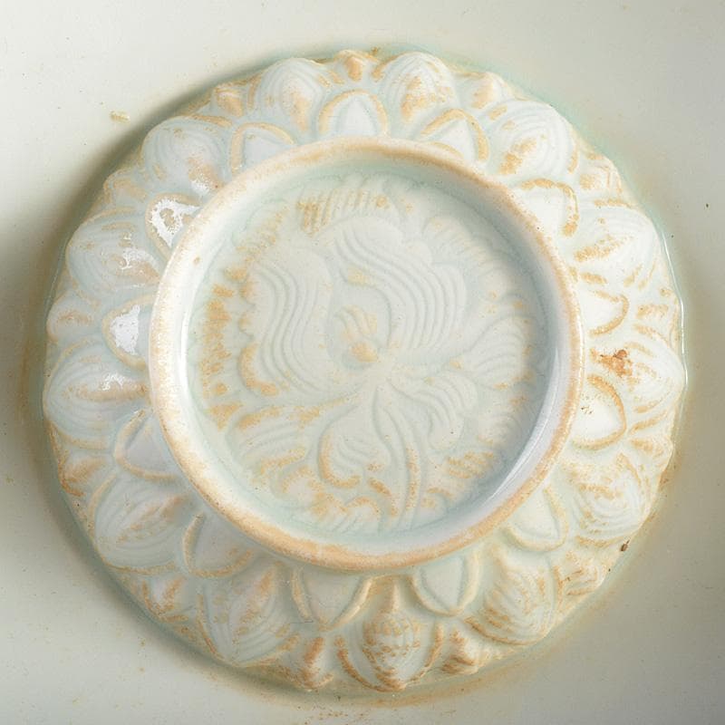 中国　影青　蓮弁刻　輪花盃　盃台　M　7291E