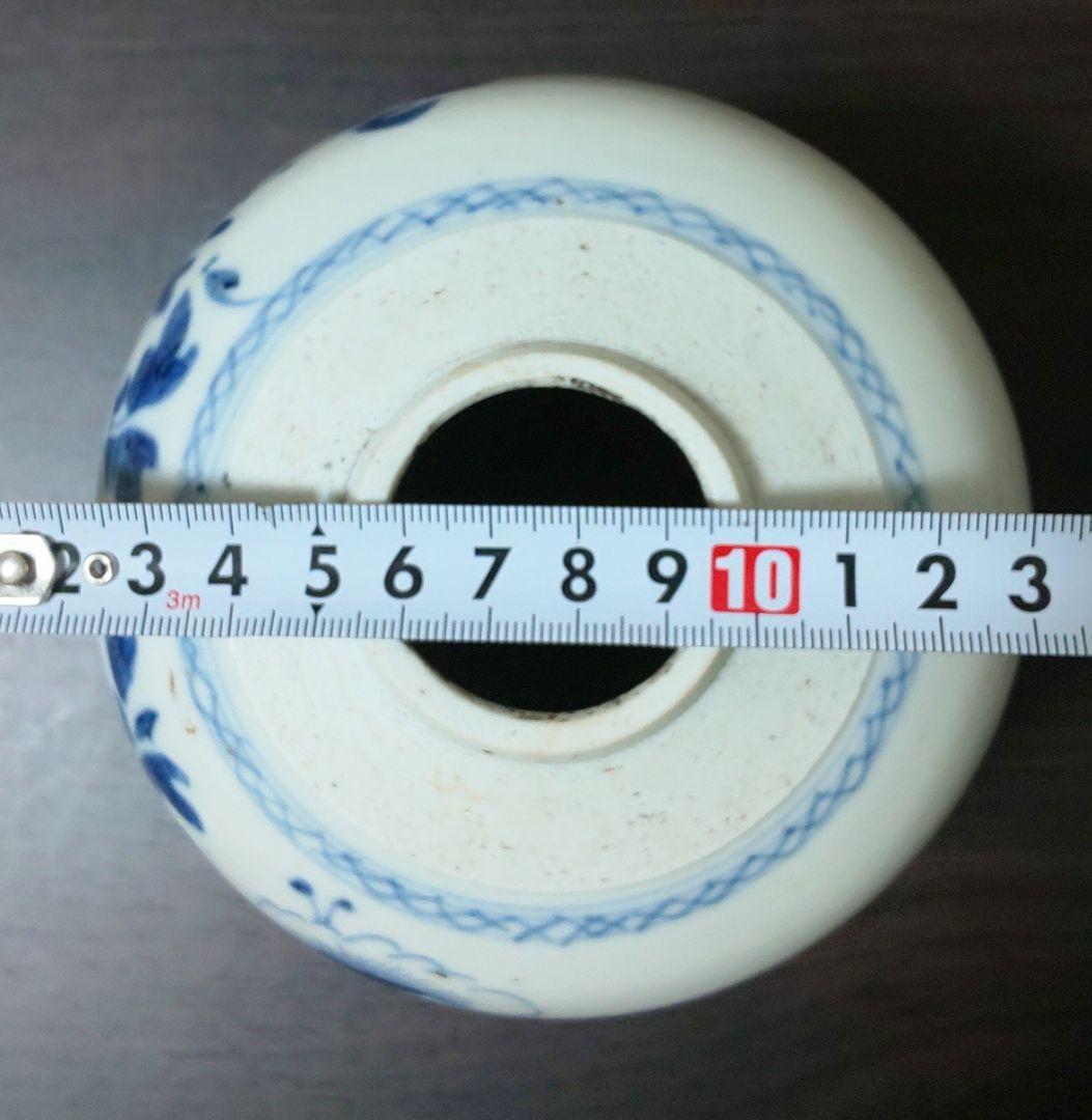 中国美術 清時代 白磁染付花蝶文様 陶磁器茶壷