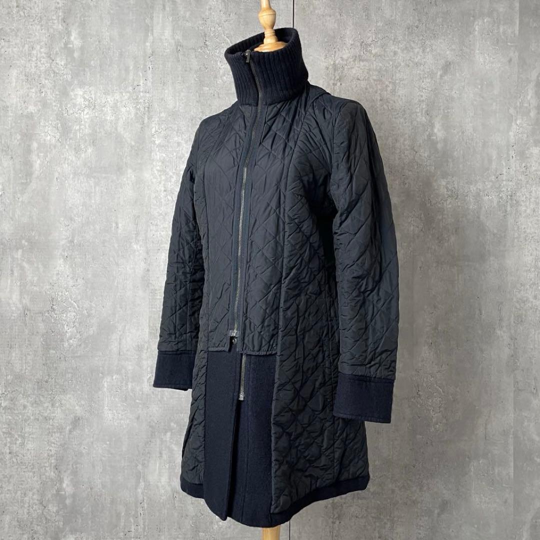 【美品】MAXMARA ライナー付き レイヤード ウール スタンドカラー コート