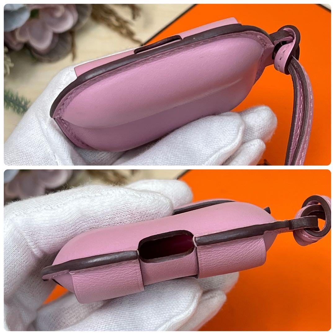 極美品 エルメス AirPods Pro2ケース ピンク レザー イヤホンケース