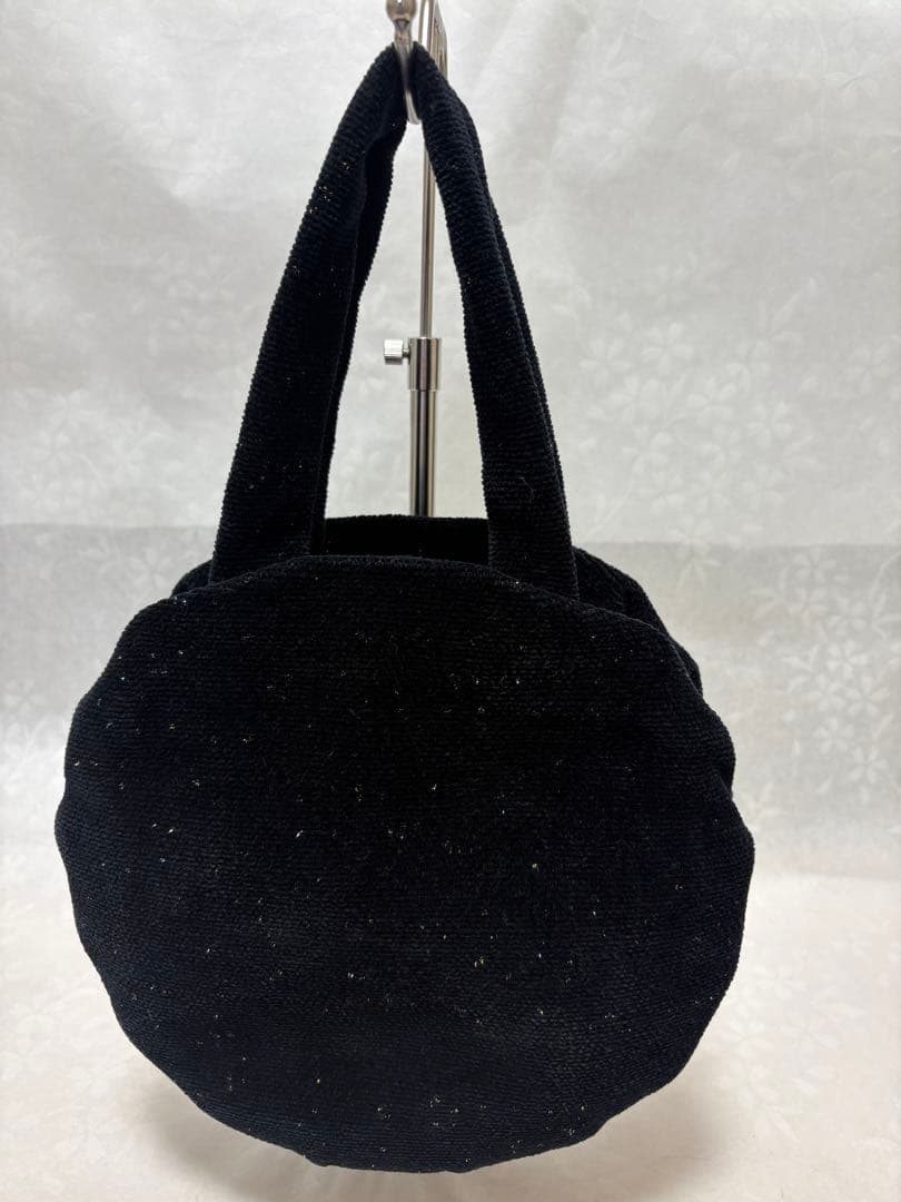 【美品】FEILER フェイラー　ハンドバッグ　ラウンド　ラメ　ブラック　希少
