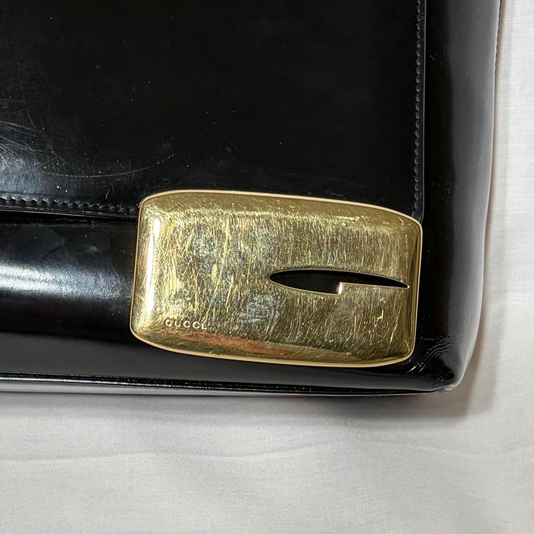 GUCCI グッチ　ショルダーバッグ　レザー　ブラック　高級　Gロゴ　金