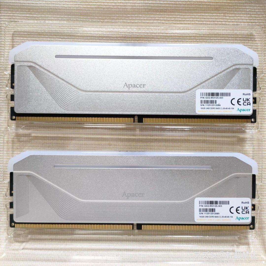 メモリー Apacer DDR5-6400 32GB NOX RGB DDR5AH5U3