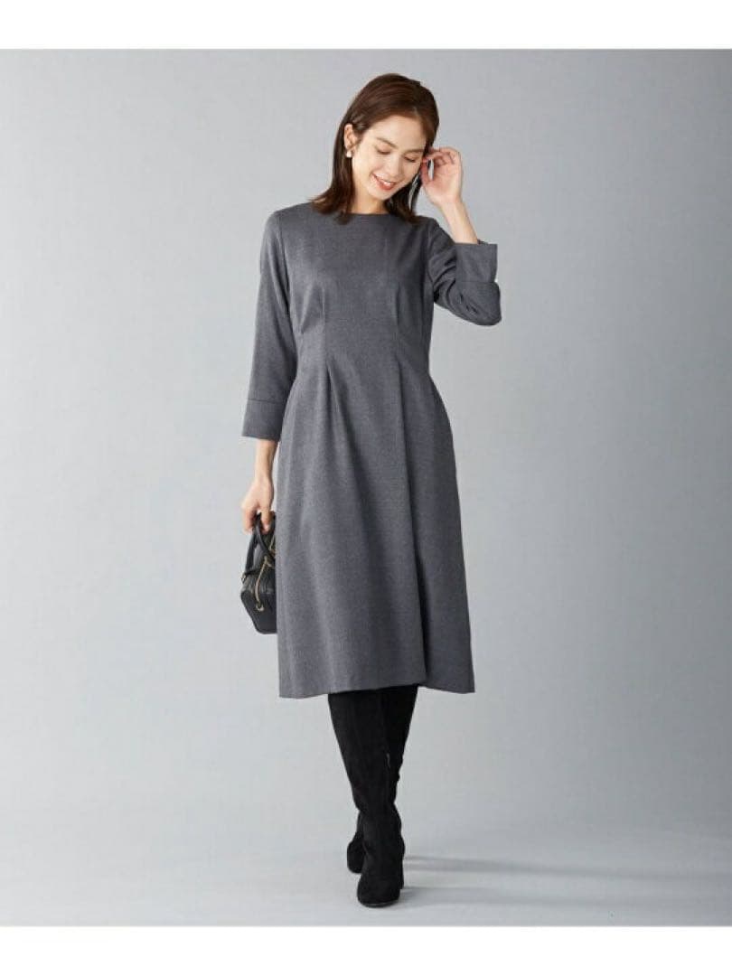 美品 組曲 ウールソフトジョーゼット ワンピース 大きいサイズ 3L