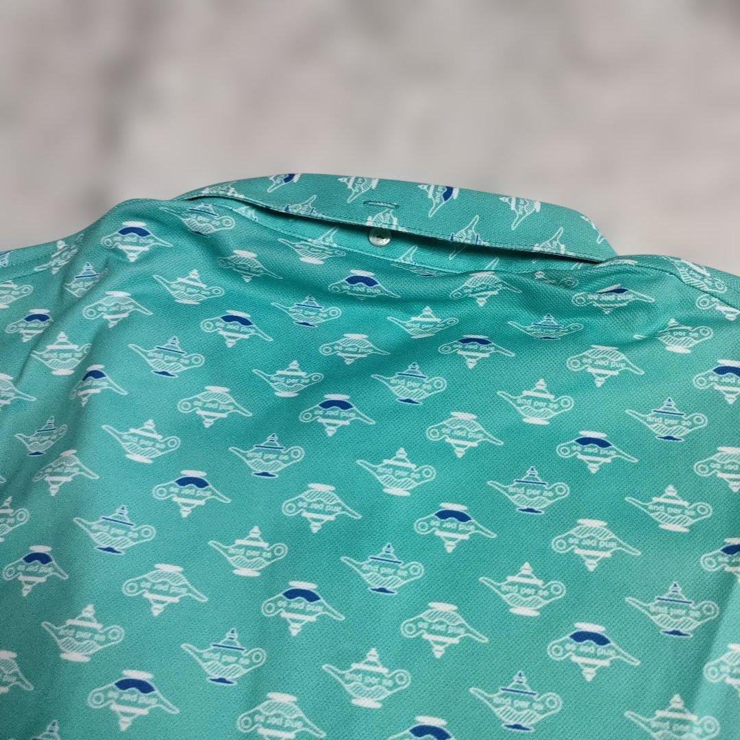 AND PER SE アンパスィ 半袖ポロシャツ ボタンダウン 総柄 グリーン系