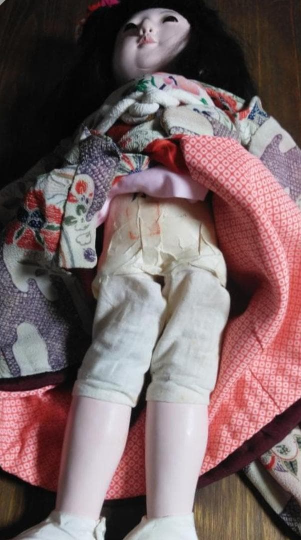 市松人形昭あかり　昭和初期市松人形52cm15号　東月　ドールスタンド