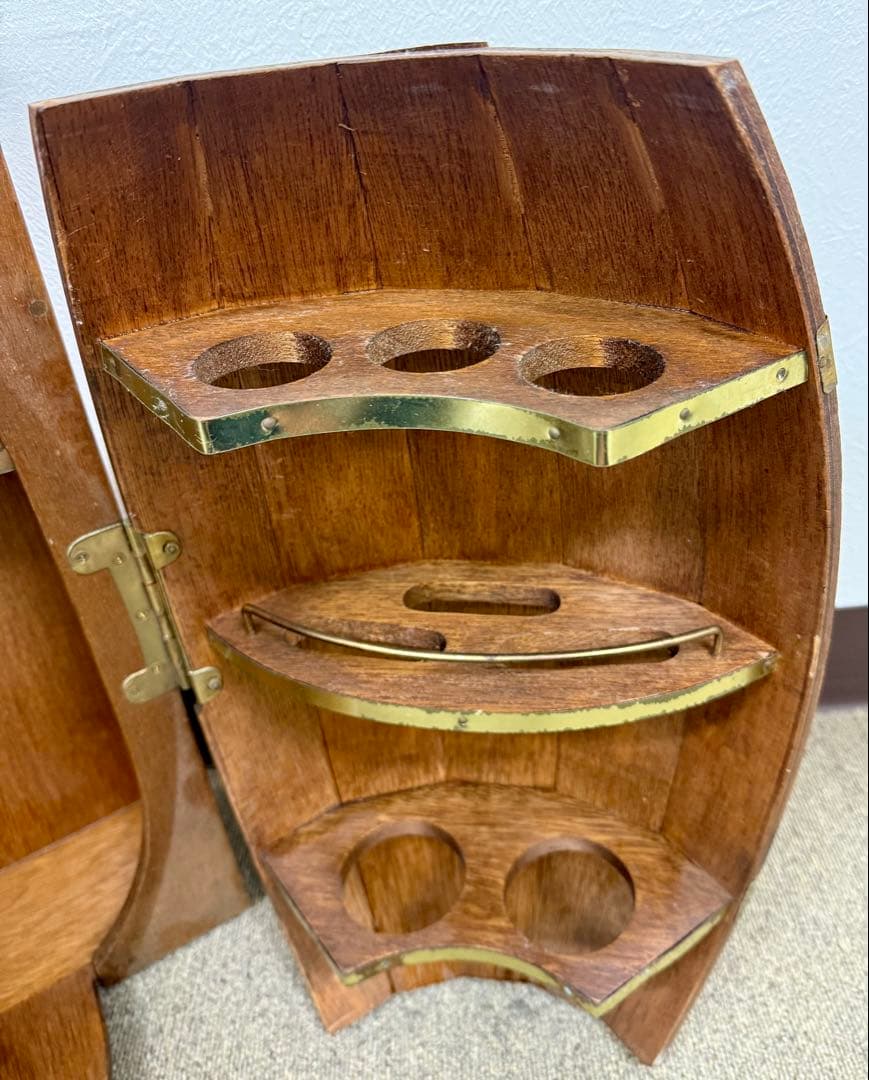 レア✨ヴィンテージ☆樽型 ワインラック＆キャビネット　 木製　グラス入れ 飾棚