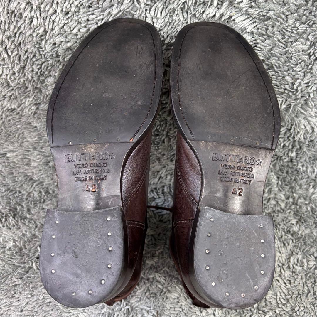 【美品】ブッテロ ワークブーツ レースアップ B1101 ブラウン 27.5