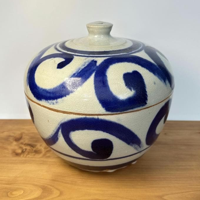 やちむん　大嶺工房　大嶺實清 作　呉須染付合子　大