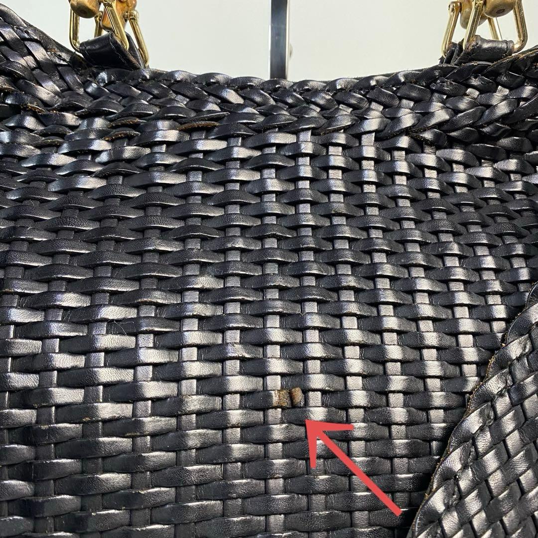 GUCCI グッチ カゴバッグ バンブー 2WAY 編み込み レザー ブラック