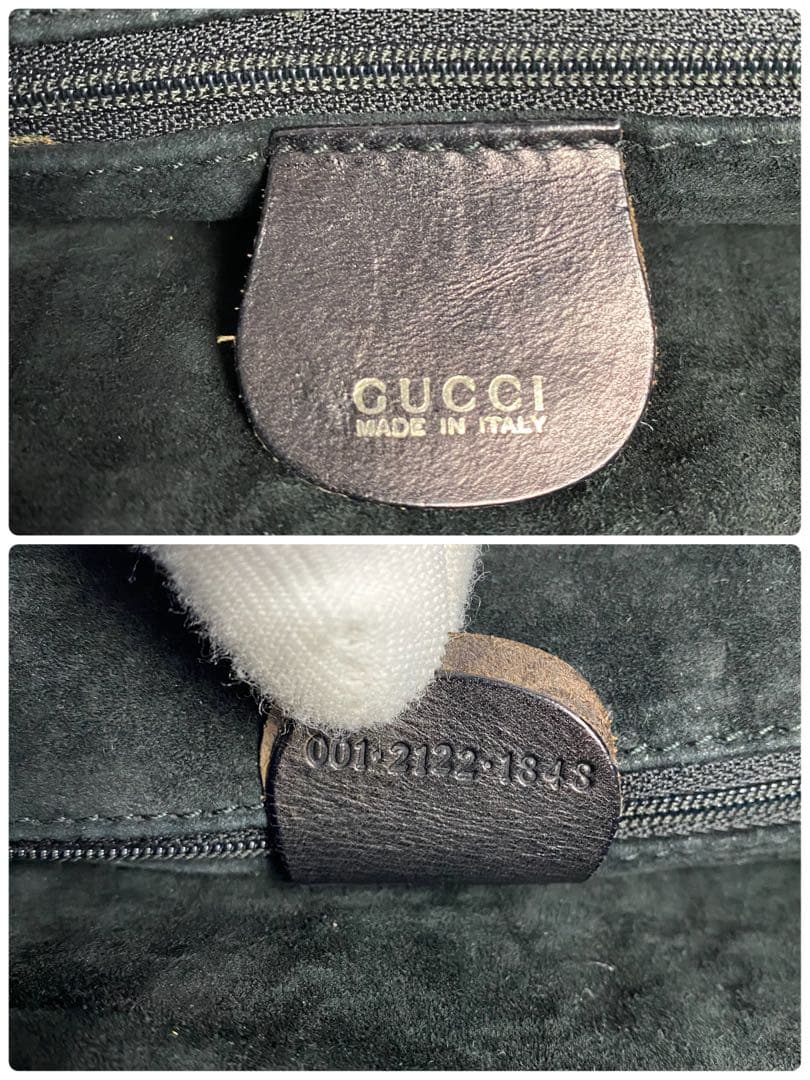 GUCCI グッチ カゴバッグ バンブー 2WAY 編み込み レザー ブラック