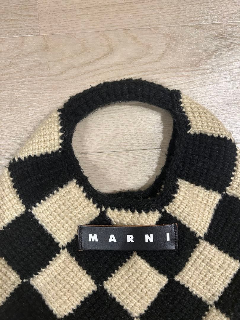 MARNI マルニ チェック柄ハンドバッグ 保存袋付 ブラック&ホワイト