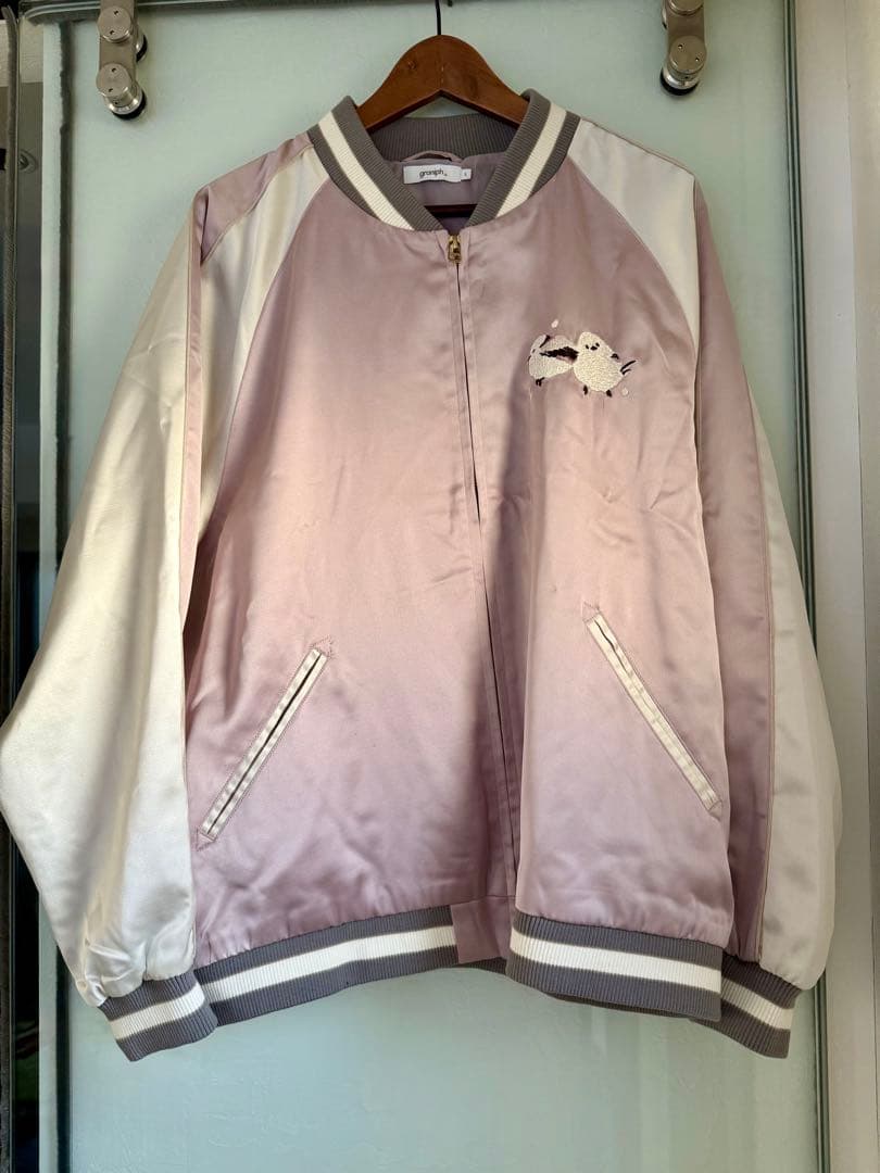 グラニフ シマエナガ 刺繍 スカジャン ブルゾン Lサイズ