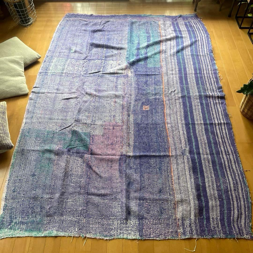 大判　138×200 インド　ヴィンテージカンタキルト　リバーシブル