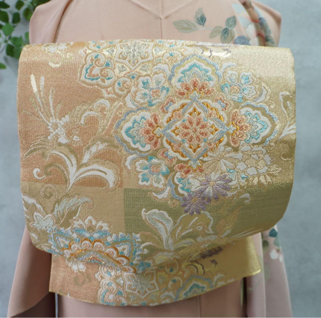 訪問着フルセット　正絹　落款　卒業式　入学式　【訪問着、袋帯、帯締め、帯揚げ】