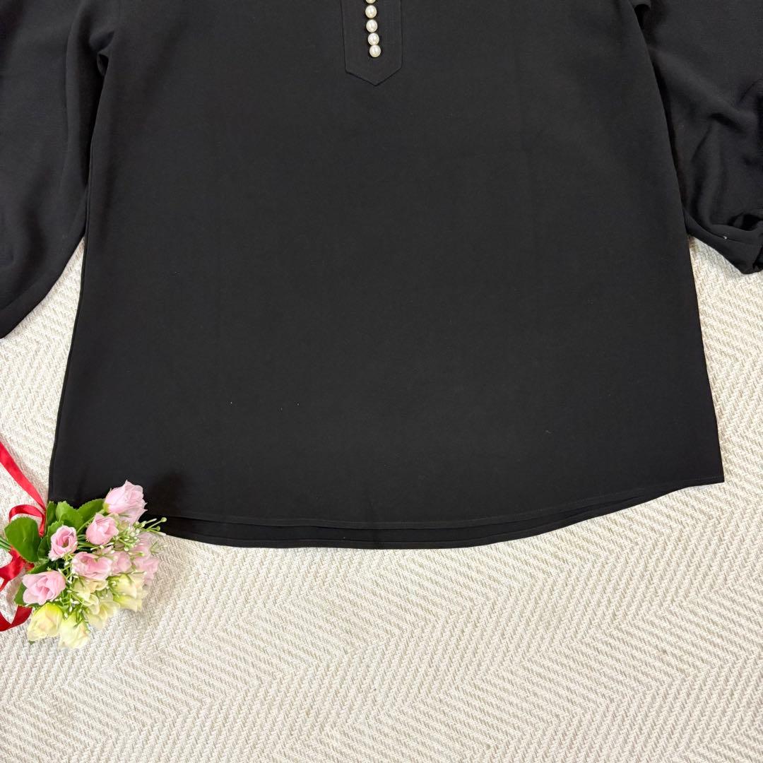 新品タグ付⭐️エマテイラー❤️パール釦キーネックロングスリーブブラウス 黒