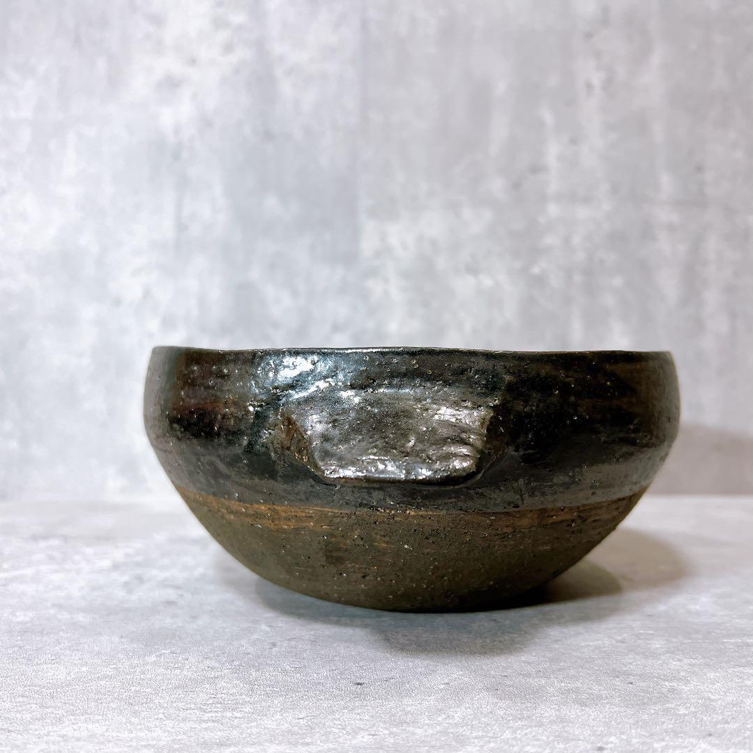 『希少 黒鉄色』石原稔久 取手付きスープボウル 麺 うどん どんぶり