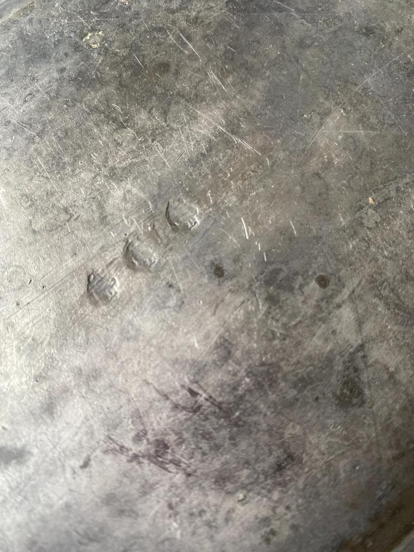 フランス アンティーク 枯れた エタン ピューター 花リム ラヴィエ 平皿