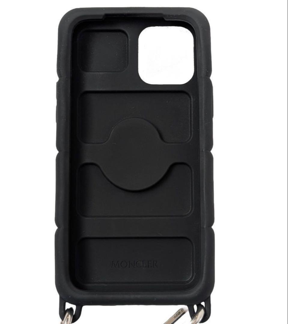 MONCLER ブラック iPhone12ケース ストラップ付き