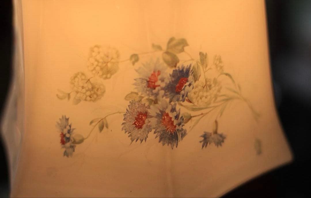 イギリス 矢車草のハンドプリント アンティーク ランプシェード