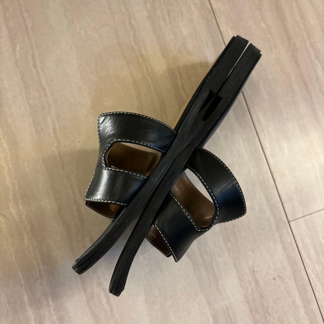 エルメス　オラン　黒　ブラック　37 HERMES フラットサンダル