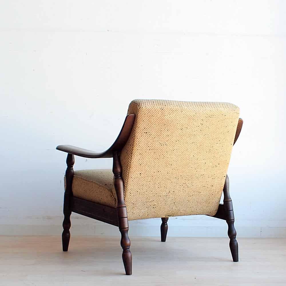 オールドカリモク シングルソファ B 木肘 ビンテージ ZR24194