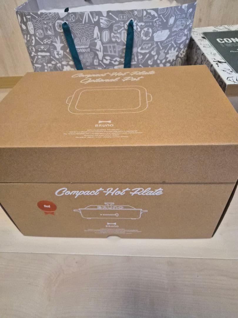 BRUNO コンパクトホットプレート 赤 & セラミックコート鍋セット