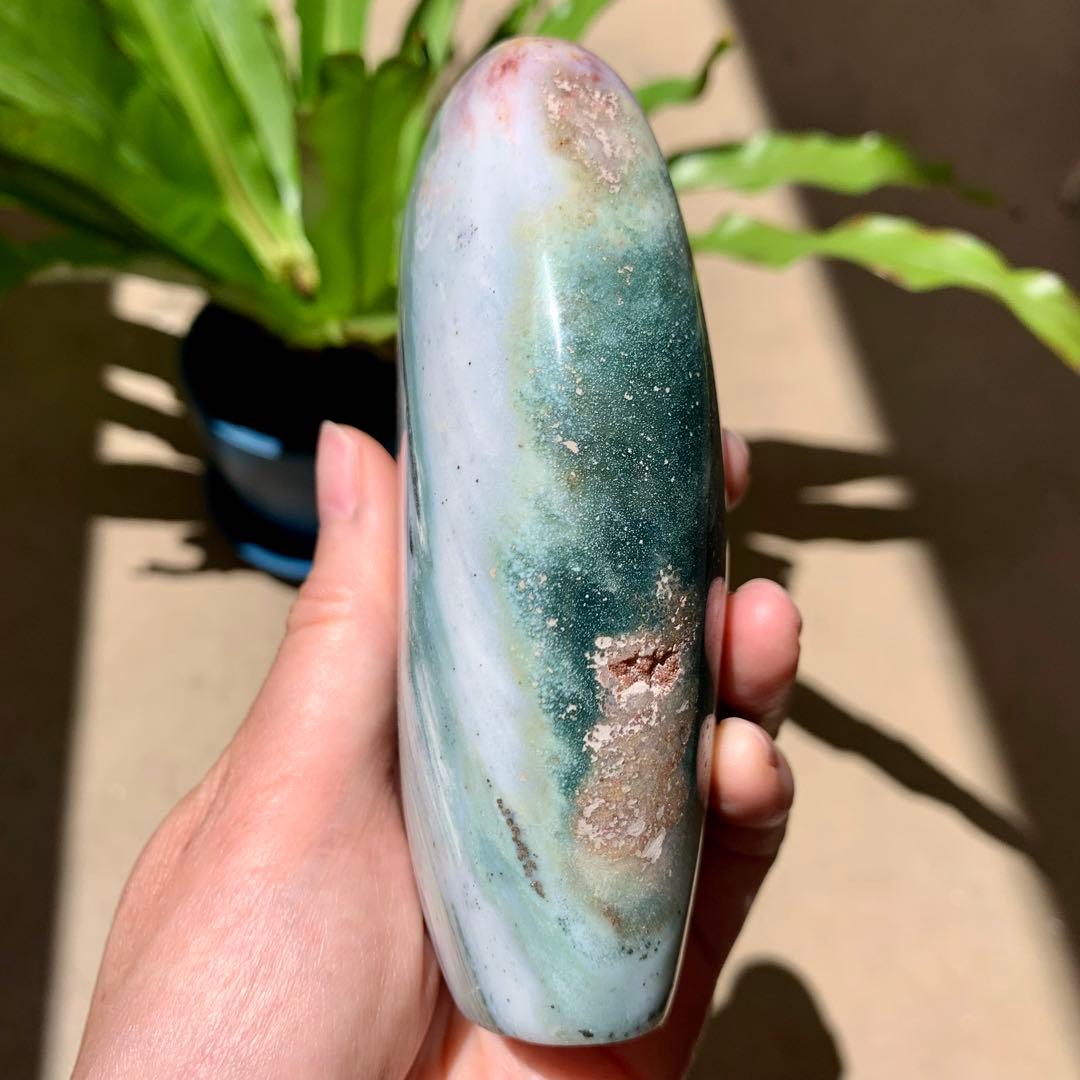 オーシャンジャスパー　フリーフォーム置物　虹色　マダガスカル産　天然石